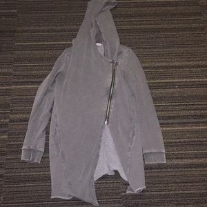 Grey zip up sweater hoodie